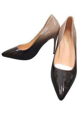 NWOB Women's Coleter Pointy Toed Heels Patent Nude Black Size 7 Pumps Stiletto